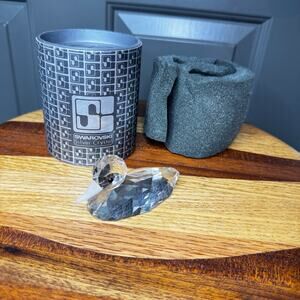 Swarovski Silver Crystal Duck 7653 NR 75 Box Figurine Mini Silver Beak Vintage